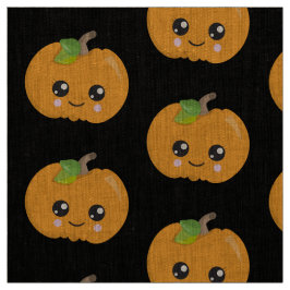 Tecido Pumpkin Bonito Rosto de Halloween Preto
