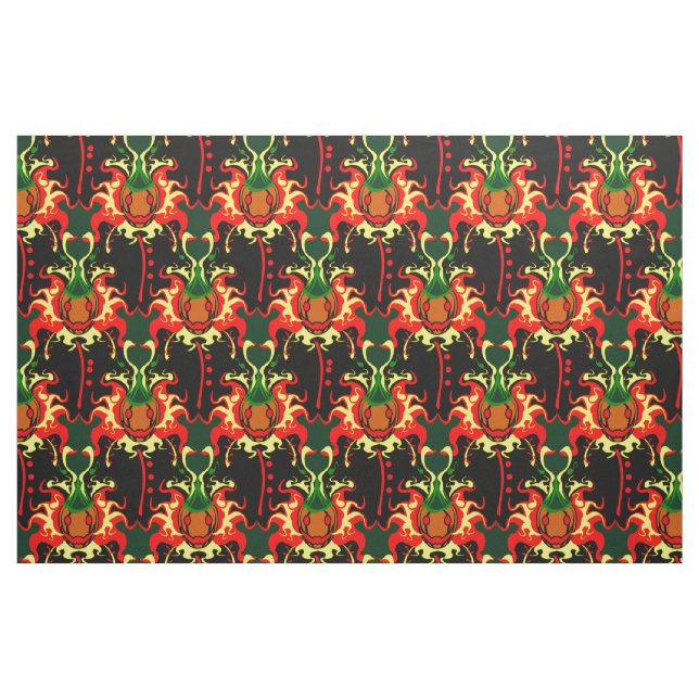 Tecido Pumpkin Cabeça Flaming Padrão de Interbloqueio (Fat Quarter)