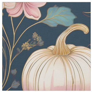 Tecido Pumpkin Floral Pastel no Azul Escuro