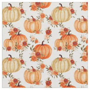 Tecido Pumpkin Laranja Pumpkin Padrão Floral