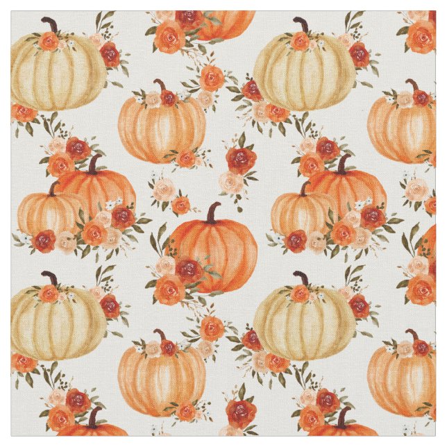 Tecido Pumpkin Laranja Pumpkin Padrão Floral (Detalhe)