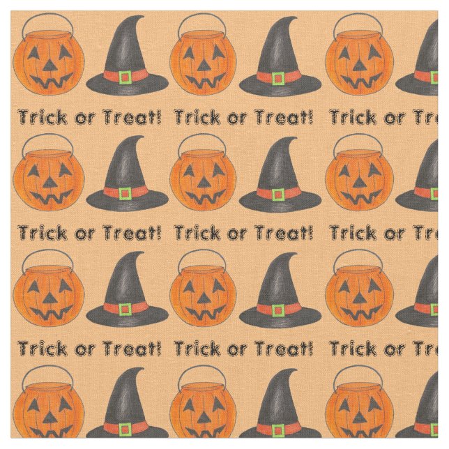 Tecido Pumpkin Witch Hat Orange Halloween (Detalhe)