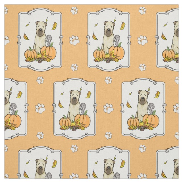 Tecido Pumpkins Cute de Queda de Terrier (sem punho 1b2) (Modelo)