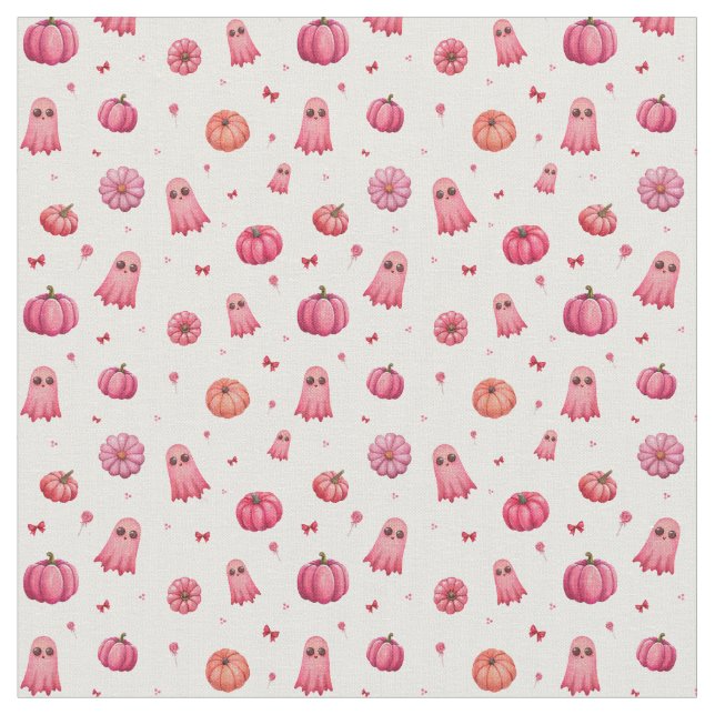 Tecido Pumpkins Rosa do Halloween (Detalhe)