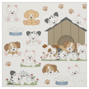 Tecido Puppy Dog House