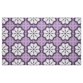 Tecido Purple and white geometric floral pattern 