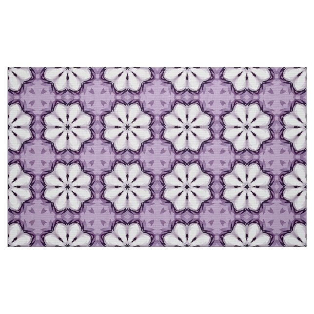 Tecido Purple and white geometric floral pattern  (Fat Quarter)
