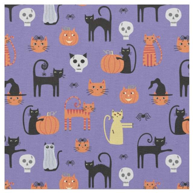 Tecido Púrpura de Gato de Halloween Spooky (Detalhe)