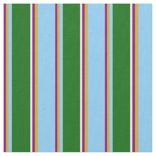 Tecido Púrpura, Dourada, Azul Claro, Verde e Branco (Detalhe)