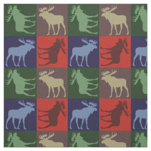 Tecido quadrado dos alces quatro rústicos