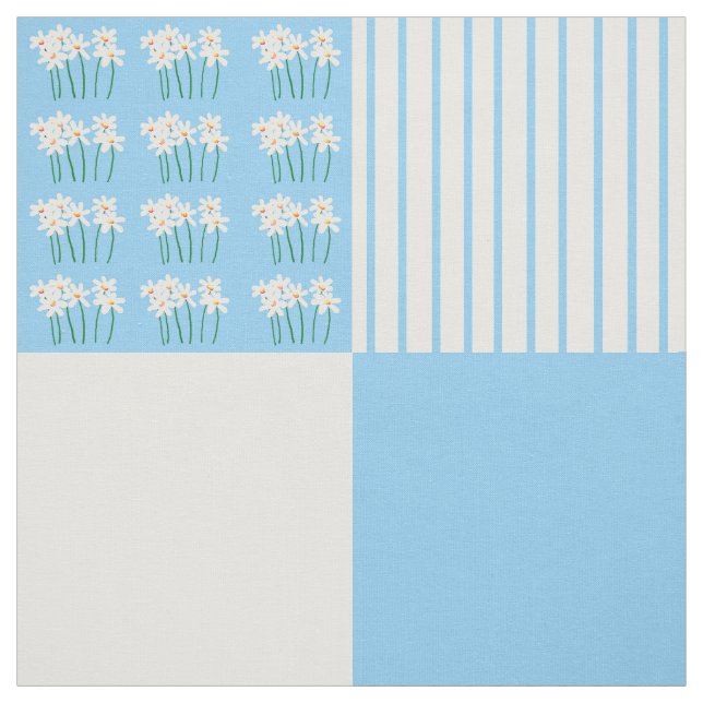 Tecido Quadrados de colcha-margarida azuis e brancos (Modelo)