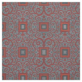 Tecido Quadrados e rendas, padrão arabesco, terracota de 