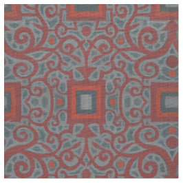 Tecido Quadrados e rendas, padrão arabesco, terracota de 