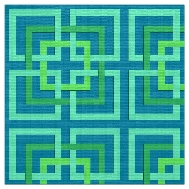 Tecido Quadrados geométricos modernos, Aqua, cerceta, (Modelo)