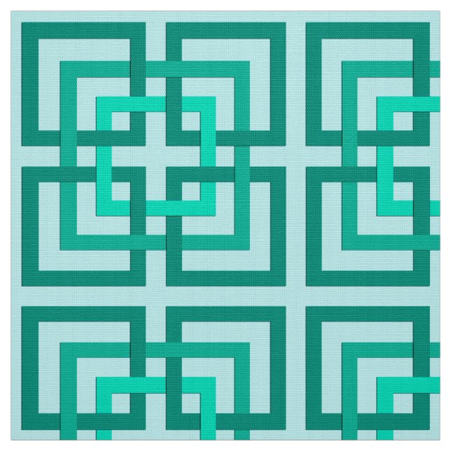 Tecido Quadrados Geométricos Modernos, Aqua e Turquesa (Modelo)
