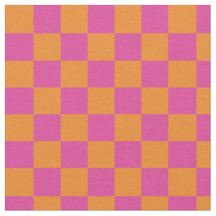 Tecido Quadrados Geométricos Modernos Laranja Cor-de-Rosa