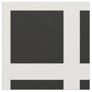 Tecido Quadrados pretos corajosos do Windowpane no branco