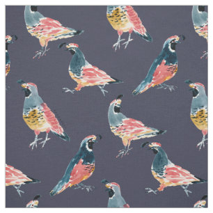 Tecido QUAIL O'CLOCK California Quails Midnight Blue