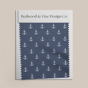 Tecido Qualquer cor   Impressão de Âncora Náutica marinho