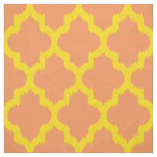 Tecido Quatrefoil Amarelo Ikat Fundo Laranja Personalizad