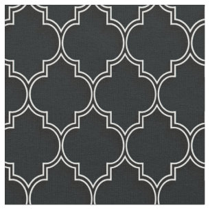 Tecido Quatrefoil Branco a Preto
