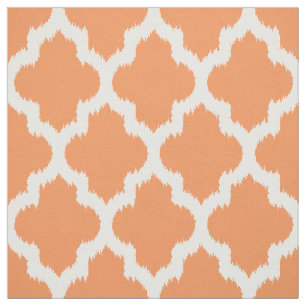 Tecido Quatrefoil Branco Ikat e Fundo Laranja Personaliza