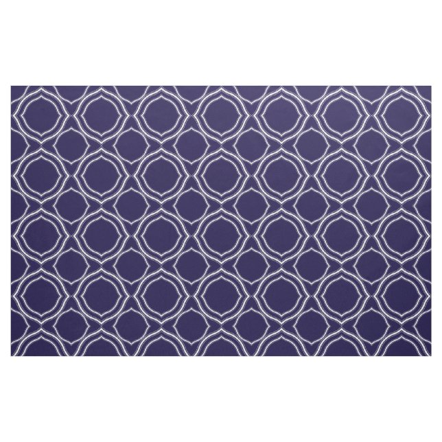 Tecido Quatrefoil Branco no fundo azul da meia-noite (Fat Quarter)
