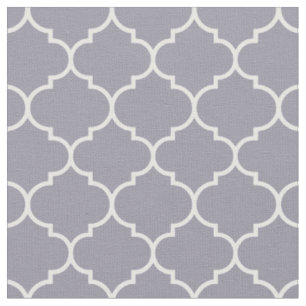 Tecido Quatrefoil marroquino Lilac Cinza e Branco