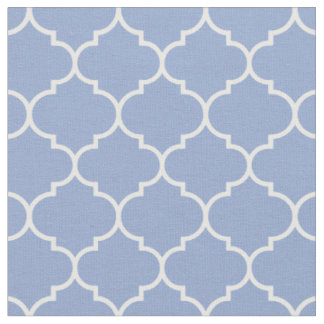 Tecido Quatrefoil marroquino, serenidade azul e branca