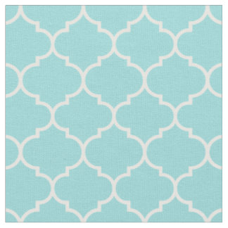 Tecido Quatrefoil marroquino Shell Aqua & White