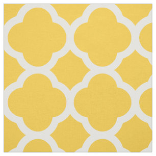 Tecido Quatrefoil Moderno Amarelo Grande Escala