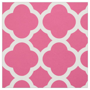 Tecido Quatrefoil Moderno Rosa Quente Grande Escala