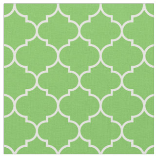 Tecido Quatrefoil Verde e Branco marroquino