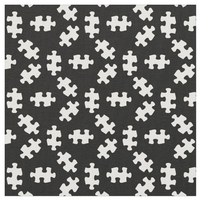 Tecido Quebra-cabeça é preto e branco (Detalhe)