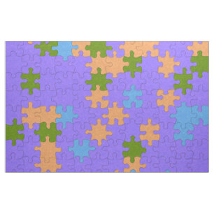 Tecido Quebra-cabeça Roxo, Verde, Laranja e Azul Padrão