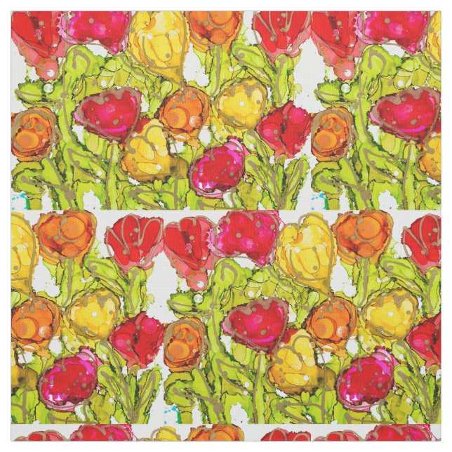 Tecido Quilt Lovitude "Tulipas laranja e amarela" (Modelo)