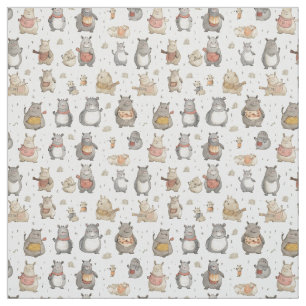 Tecido Quirky Quarters: Whimsy Hippo