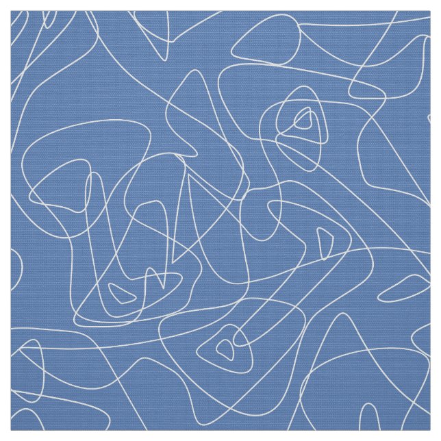 Tecido Rabiscos brancos de abstrato sobre fundo azul clar (Modelo)