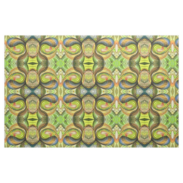 Tecido Rabo Marrom Amarelo e de outono com Linhas Pretas (Fat Quarter)