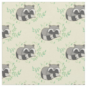 Tecido Raccoon Watercolor Baby Room Decor Woodland Animal
