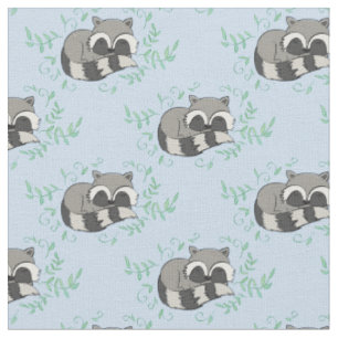 Tecido Raccoon Watercolor Baby Room Decor Woodland Animal