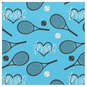 Tecido Rackers de tênis preto em azul