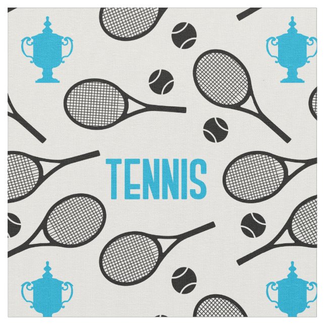 Tecido Rackets de tênis preto em branco - personalizáveis (Detalhe)