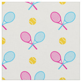 Tecido Rackets tênis cruzados fofinhos - fundo personaliz