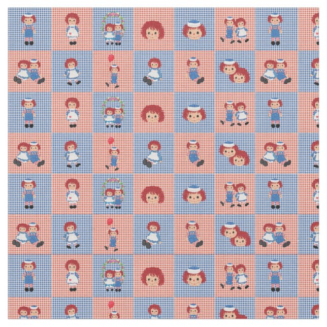 Tecido Raggedy Ann e Andy Gingham no Checkerboard (Detalhe)