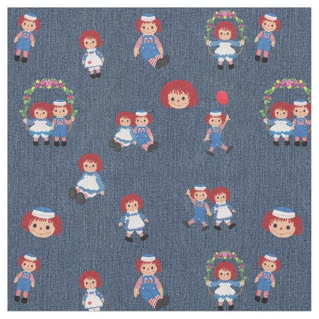 Tecido Raggedy Ann e Andy no Blue Denim (Detalhe)