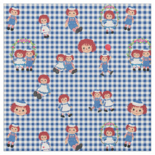 Tecido Raggedy Ann e Andy no Dark Blue Gingham