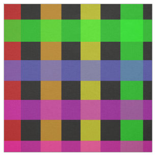 Tecido Rainbow Gingham Em Preto