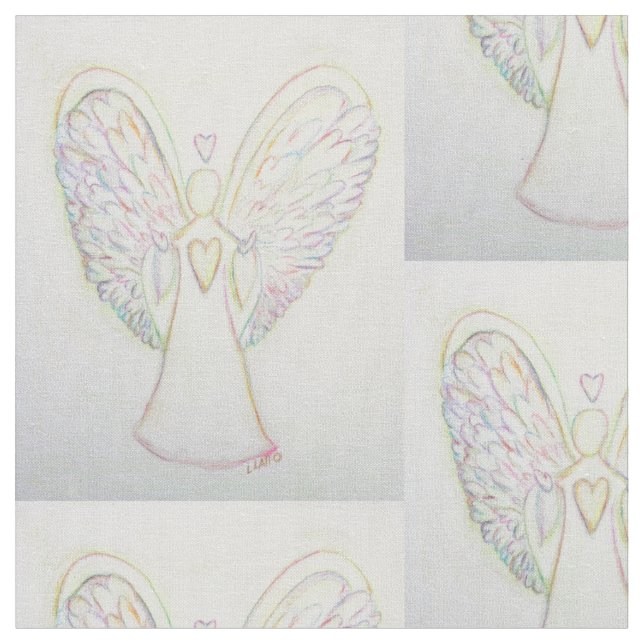 Tecido Rainbow Hearts Guardian Angel Art Material do Teci (Detalhe)