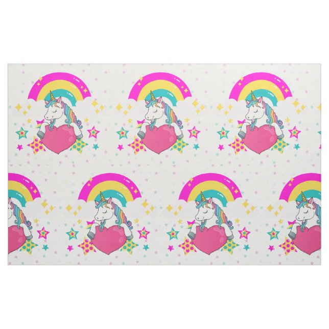 Tecido Rainbow Unicorn com estrelas (Fat Quarter)